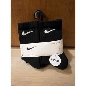 New Nike Cushioned Crew Socks Boys XS DRI-FIT Technology 6 Pack Shoe 10C-3Y NWT